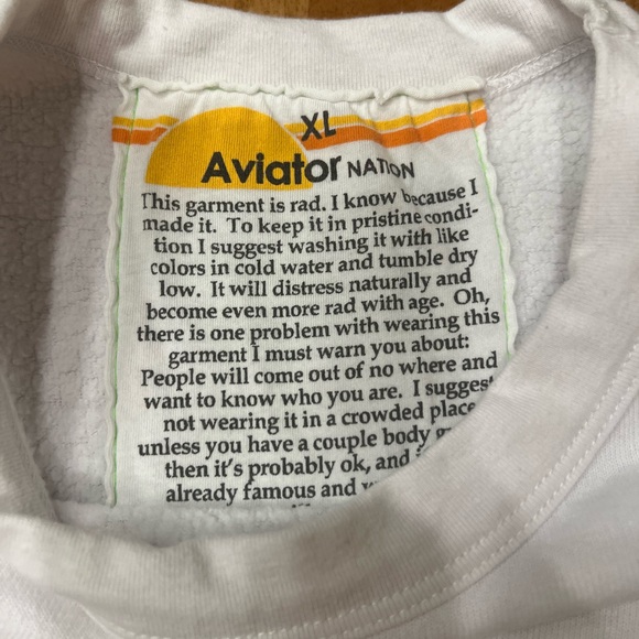 Aviator Nation White Crewneck Sweatshirt Size XLarge - Picture 5 of 10